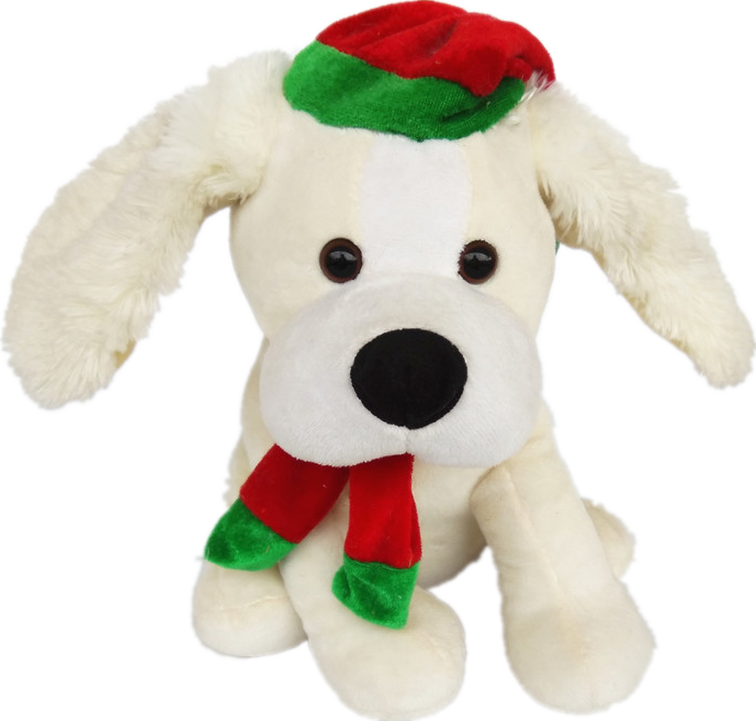 Manufacturer Direct Christmas Custom Stuffed Animals White Dancing and Singing Mini Dog Plush Toys with Moving Ears