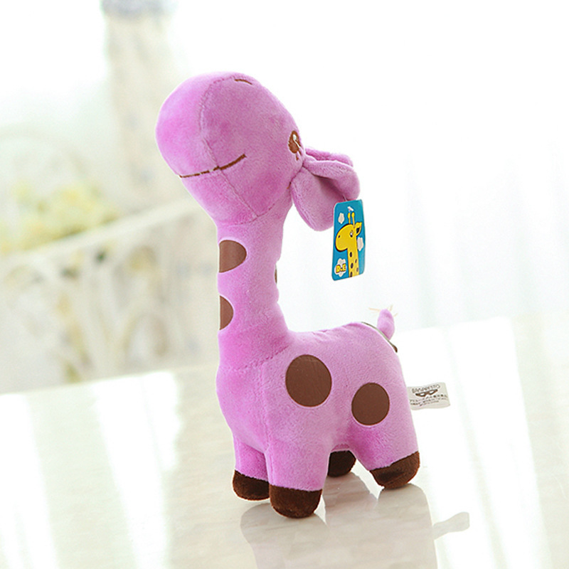 Wholesale Soft Doll Kid Gift Stuffed Animal 18cm Standing Giraffe Plush Toy with 5 Colours Yellow / Blue / Pink / Green / Purple