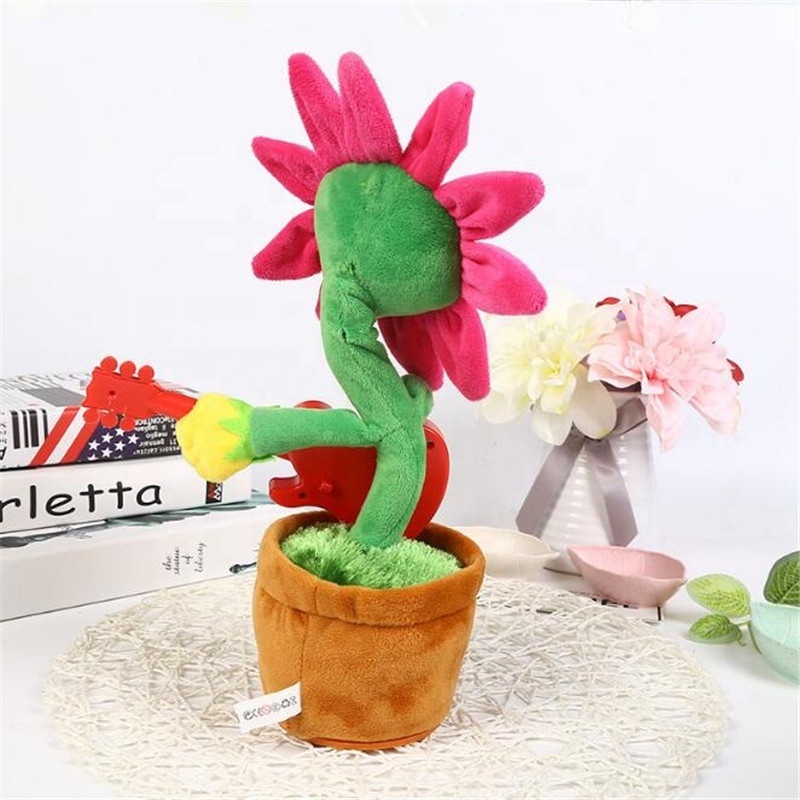 Funny Custom Creative Saxophone Sun Flower Electric Talking Musical Plush Dancing Flower Toys with 60 Different Musics