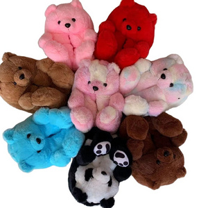 Hot Popular All-inclusive Big Fluffy Teddy Bear Slippers Non-slip Soft Plush Home Warm Winter Slippers for Women Girls