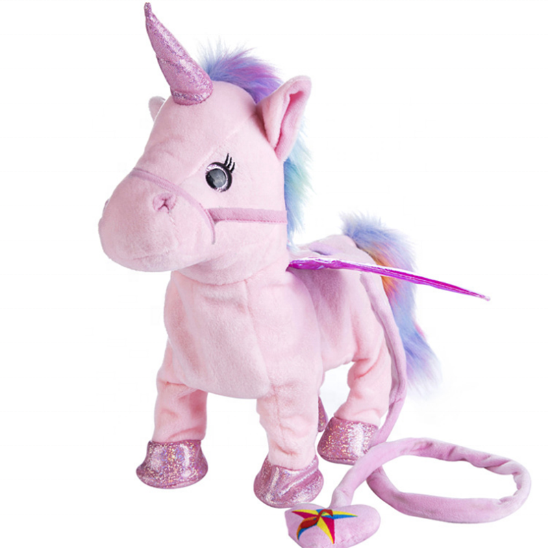 2024 Funny Toys Cute Unicorn Stuffed Animal Electric Walking And Singing Unicorn Plush Toy with Leash