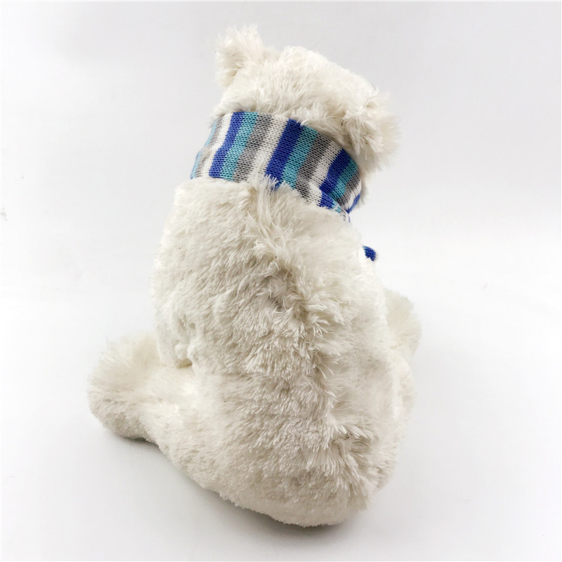 Eco Friendly Polar Bear Stuffed Animals Custom Ultra Soft Plush Polar Bear Plush Toy with Striped Knitted Scarf