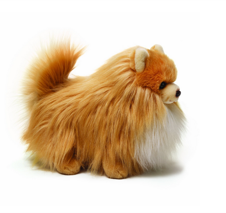 Wholesale Soft Cute Fluffy Pomeranian Plush Stuffed Long Hair Dog Toy with High Long Tail