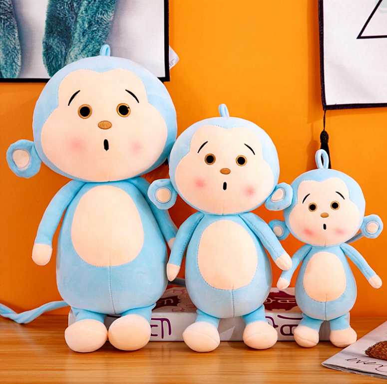 Promotional Custom Design Long Tail Super Soft Blue Monkey Stuffed Animal Gift and Toys