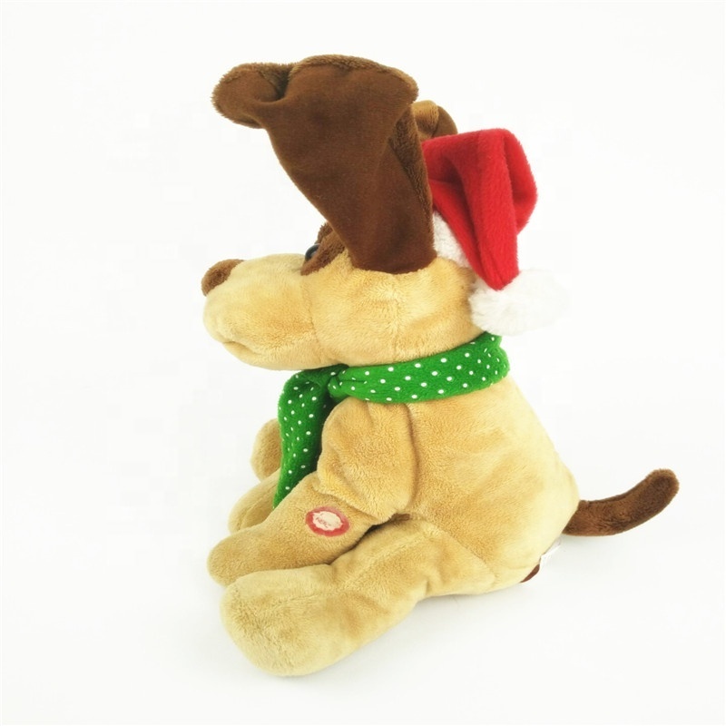 Custom Christmas Dancing and Singing Dog Plush Toys with Moving Ears for Boys Girls