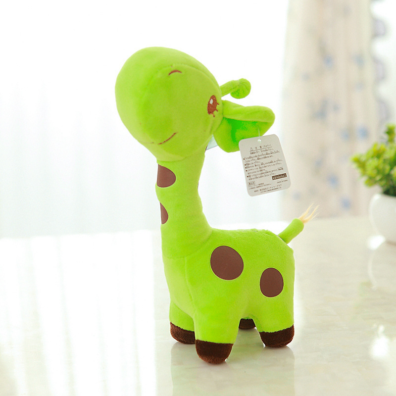 Wholesale Soft Doll Kid Gift Stuffed Animal 18cm Standing Giraffe Plush Toy with 5 Colours Yellow / Blue / Pink / Green / Purple