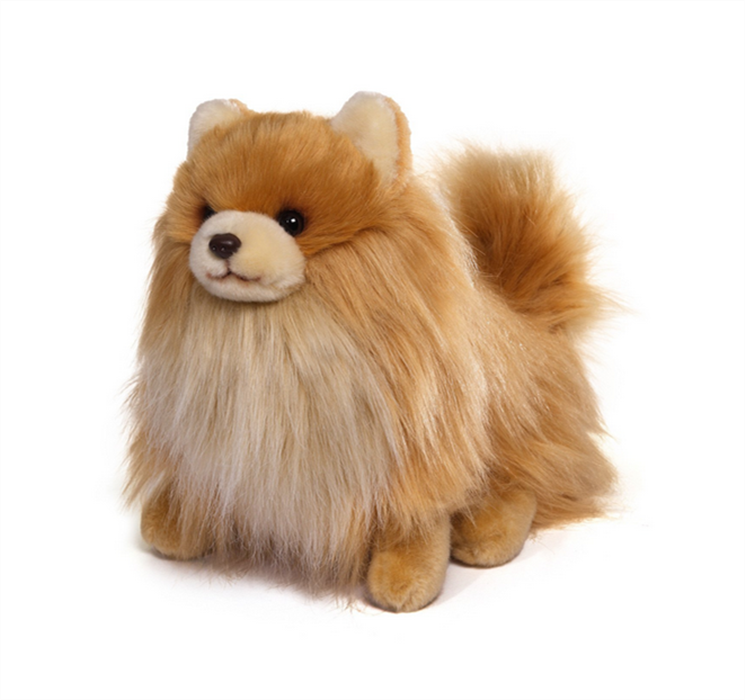 Wholesale Soft Cute Fluffy Pomeranian Plush Stuffed Long Hair Dog Toy with High Long Tail