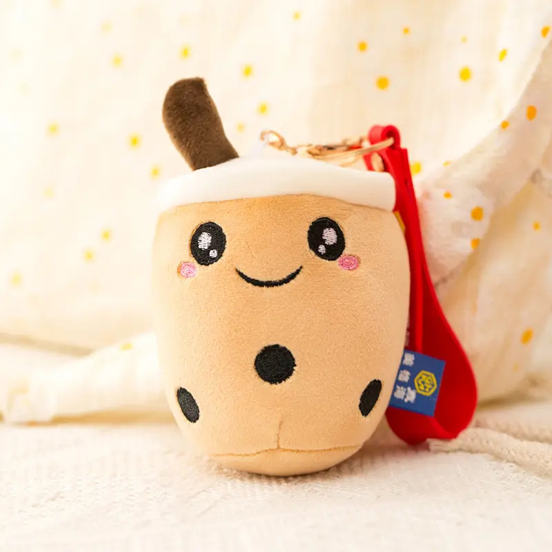 Cute Mini Plush Toys Boba Milk Tea Plush Bubble Tea Keychain Boba Key Ring Pendant Doll for Women