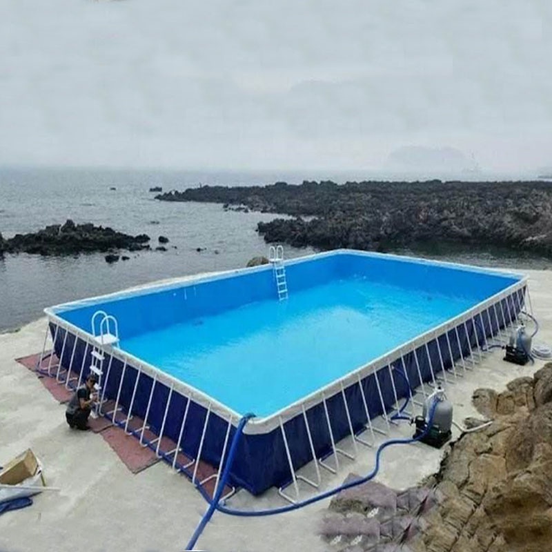 Square shape large size pvc metal tube frame swimming pool large inflatable swimming pool