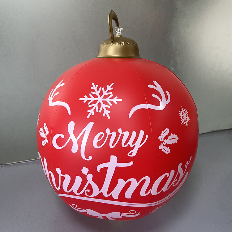 24 inch Large PVC red Inflatable Christmas Decorated Ball Ornaments Giant Inflatable Outside Christmas Decorations Xmas Blow Bal