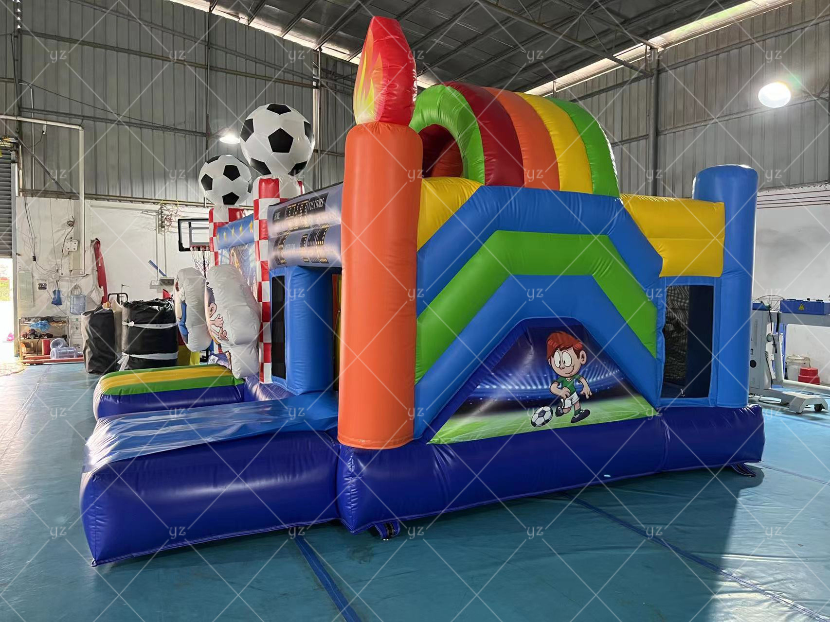 2023 new design football theme inflatable slide soccer game kids slides inflatable castles factory bouncy castles for sale