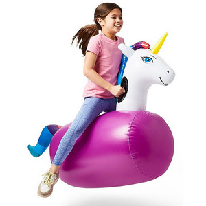 Inflatable Ride-On Bouncing Unicorn, Ergonomic Side Handles,Portable Interactive Inflatable hop Unicorn racing