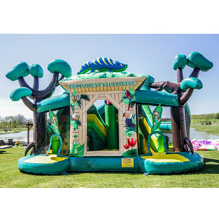 Commercial Jungle World them inflatable  Bouncy Castle and slide combo Bouncer bouncing castle Jumper Fun Centre