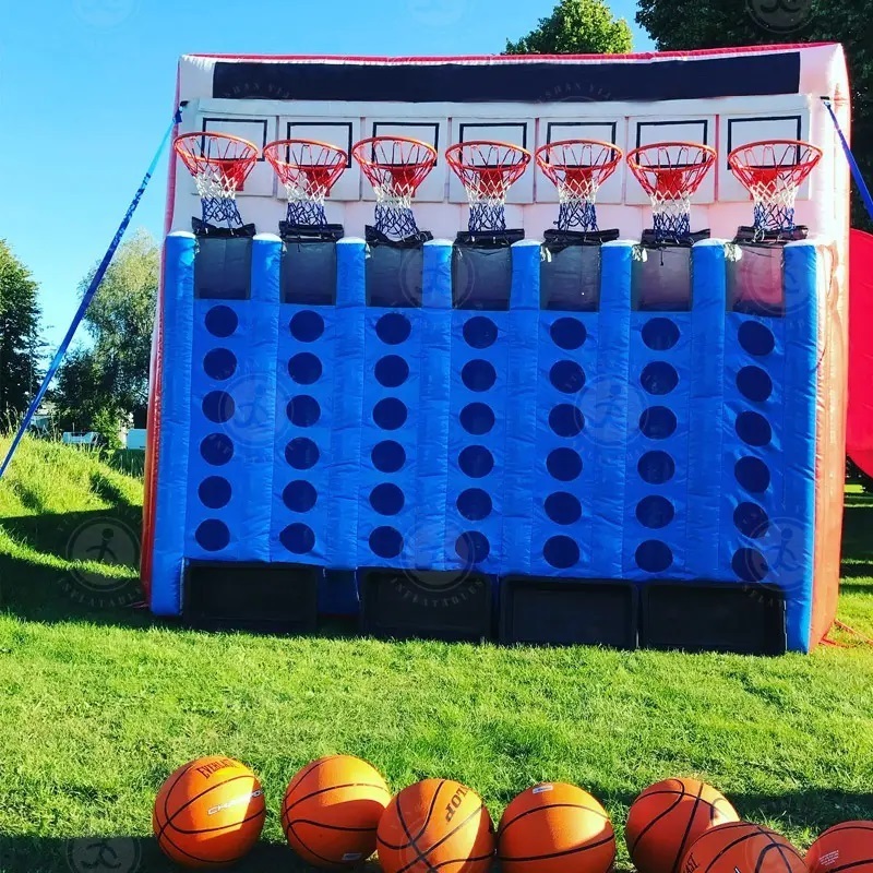 low price Sport Rental Inflatable Basketball Connect 4 Shooting Court Inflatable Connect Four Basketball Game Carnival sports