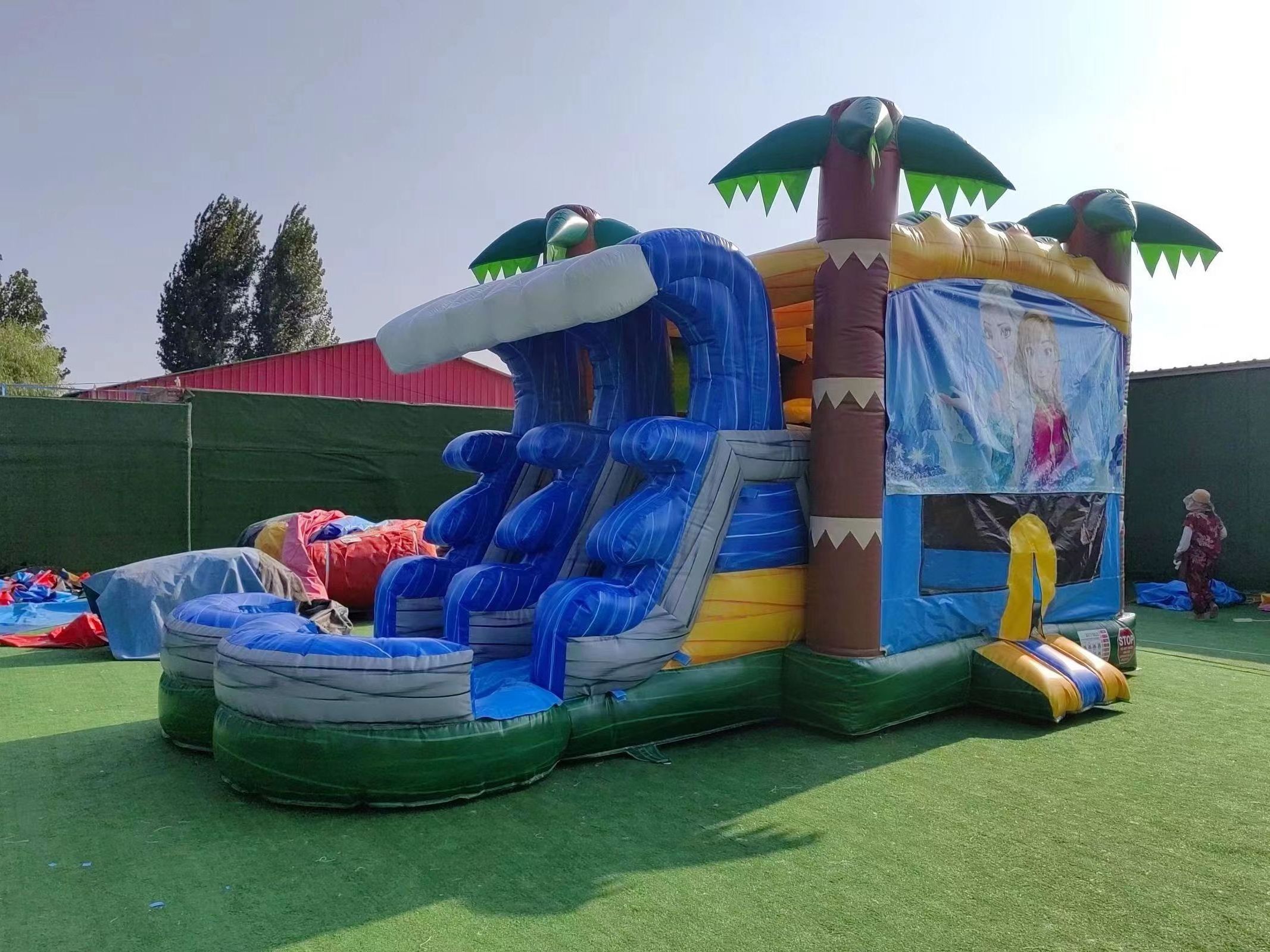 Fun Backyard inflatable water slides for sale  inflatable water slide palm tree Combo Jumping Castle Bounce House