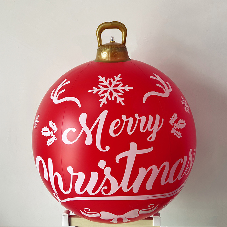 24 inch Large PVC red Inflatable Christmas Decorated Ball Ornaments Giant Inflatable Outside Christmas Decorations Xmas Blow Bal