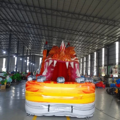 Commercial inflatable Dragons Breath 2-Piece Hybrid Water Slide inflatable jumping house with water slide