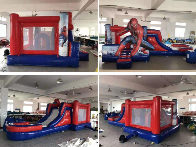 Spider man bouncer slide bouncy combo inflatable spiderman bounce house for kids