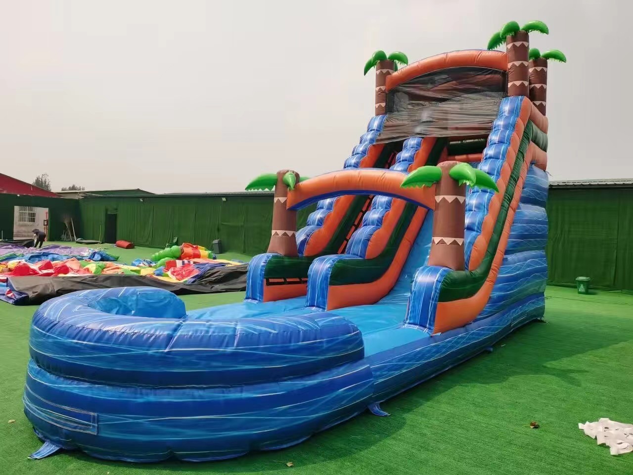 Ready to ship Hot sale commercial huge cheap kids inflatable water pool slide kids swimming pool with slide inflatable