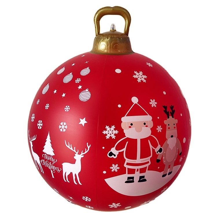 24 inch Large PVC red Inflatable Christmas Decorated Ball Ornaments Giant Inflatable Outside Christmas Decorations Xmas Blow Bal