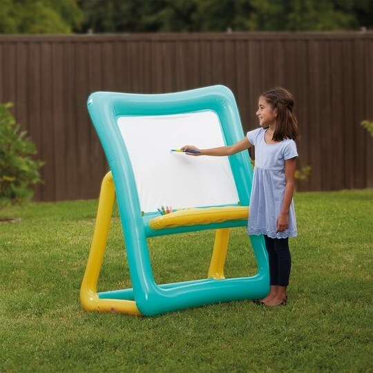 Double Sided Inflatable Art Easel for Kids Complete Art Kit with Accessories for Outdoor Indoor Games Giant Size Easel