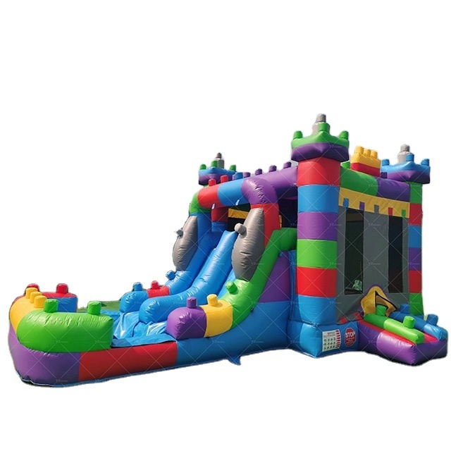 Hot sale Cartoon Building Blocks Theme Inflatable Bounce House Inflatable building block slide