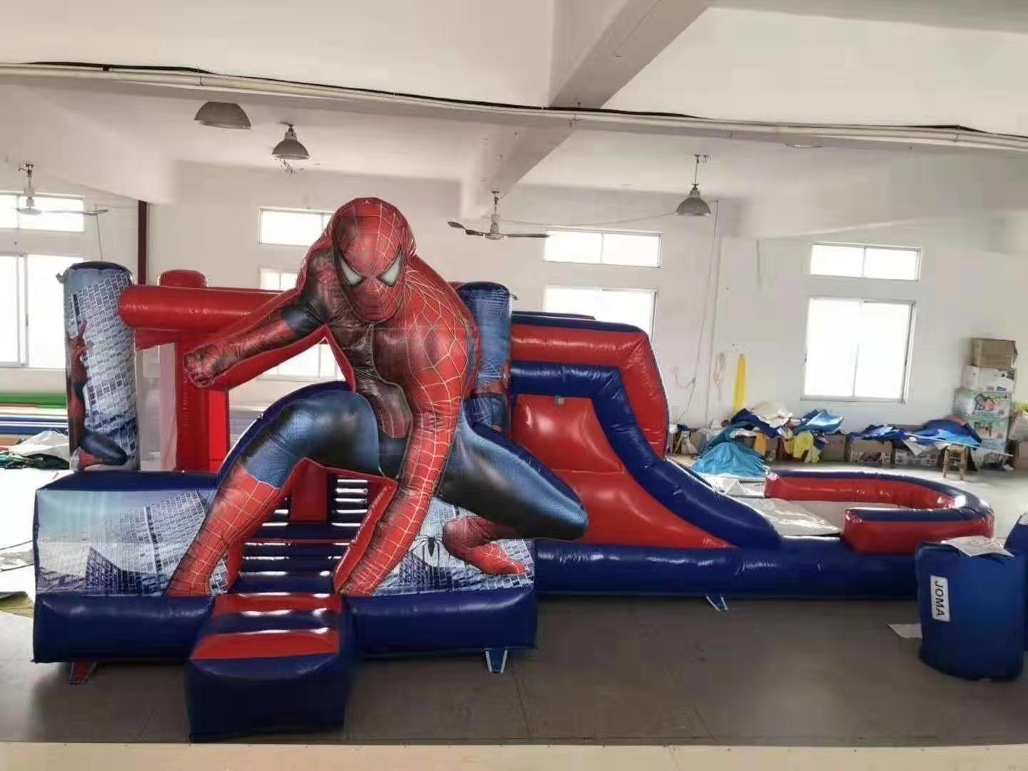 Spider man bouncer slide bouncy combo inflatable spiderman bounce house for kids