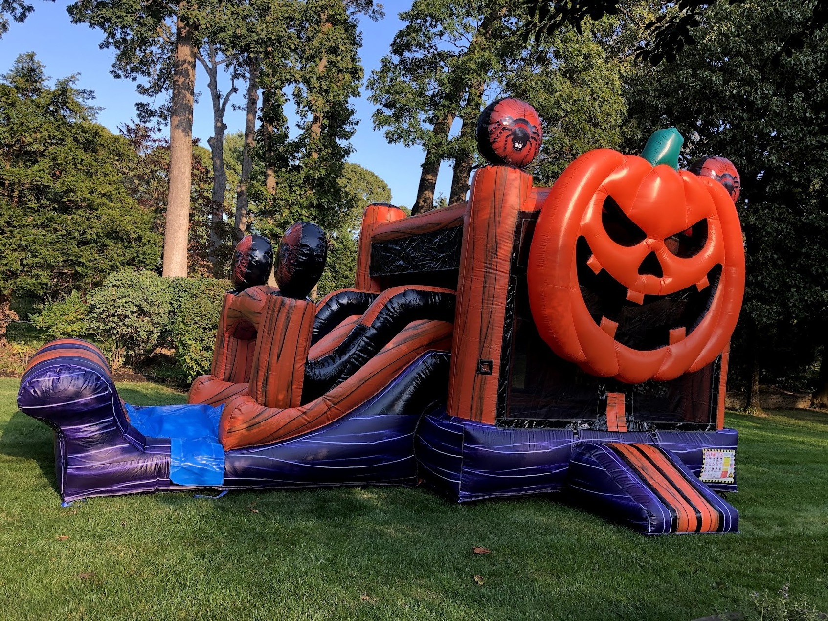 0.55mmPVC Funny Halloween Horror Pumpkin Inflatable Combo  inflatable Halloween bouncy castle and slide