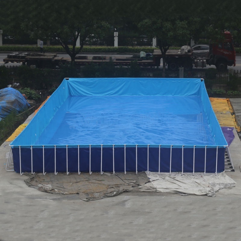 Square shape large size pvc metal tube frame swimming pool large inflatable swimming pool