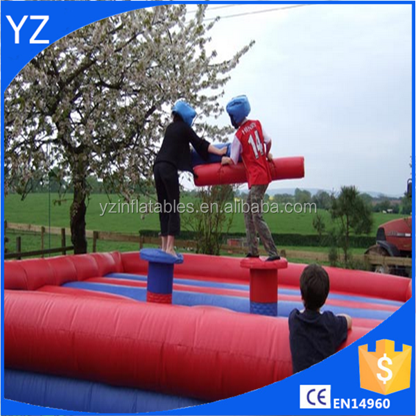 Gladiator game field Inflatable bounce fighting arena with sticks and boxing gloves