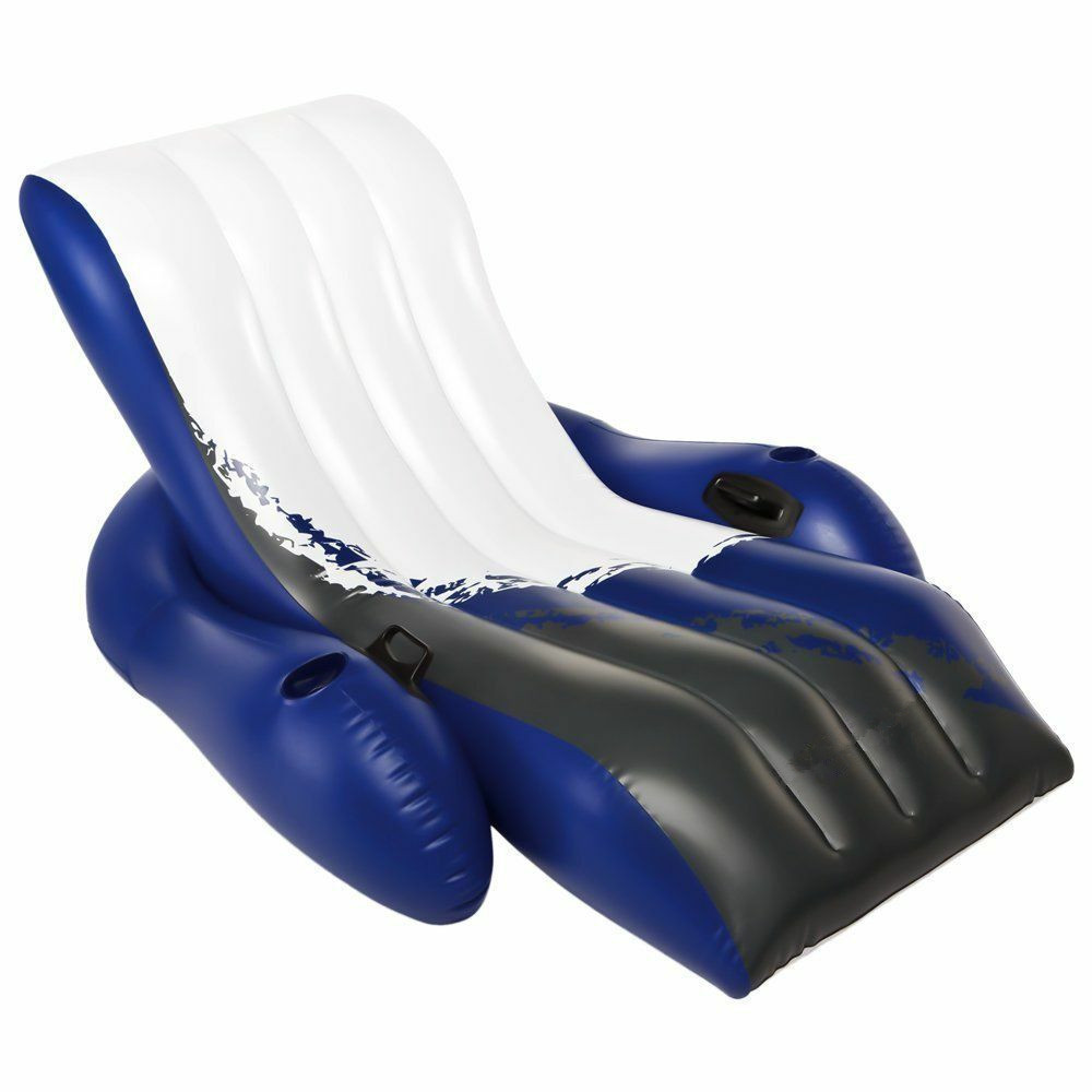 Water Floating Chair Pool Giant Inflatable Recliner Lounge Inflatable Floating chair Pool Blue