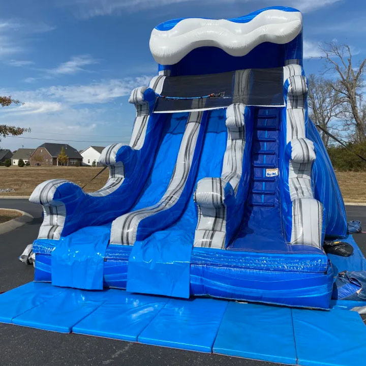 17 feet tall with 2 sliding lanes into a big splash pool Inflatable Pool Slide Water Slides Backyard