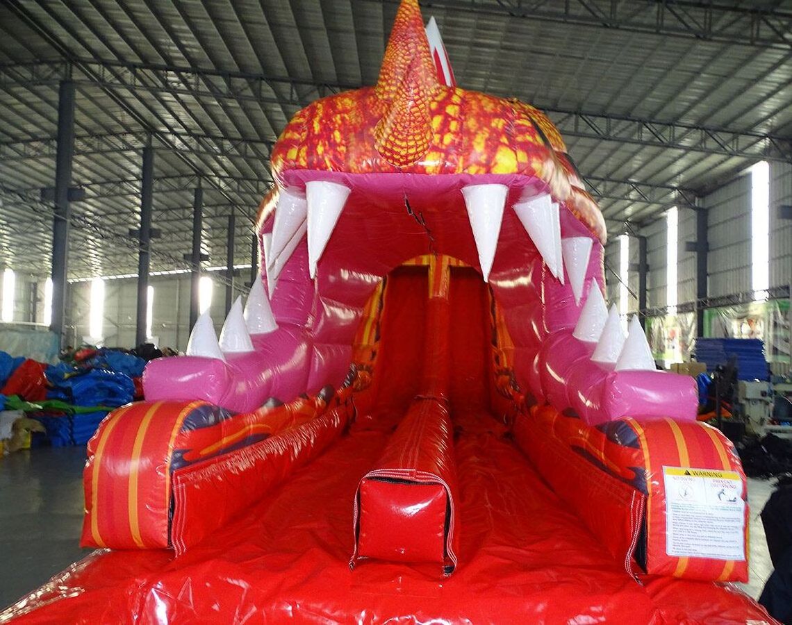 Commercial inflatable Dragons Breath 2-Piece Hybrid Water Slide inflatable jumping house with water slide