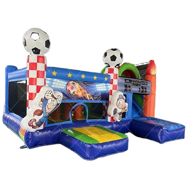 2023 new design football theme inflatable slide soccer game kids slides inflatable castles factory bouncy castles for sale