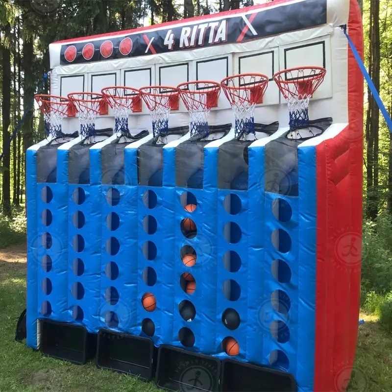 low price Sport Rental Inflatable Basketball Connect 4 Shooting Court Inflatable Connect Four Basketball Game Carnival sports