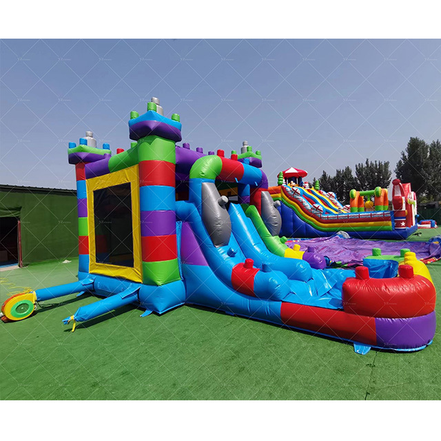 Hot sale Cartoon Building Blocks Theme Inflatable Bounce House Inflatable building block slide