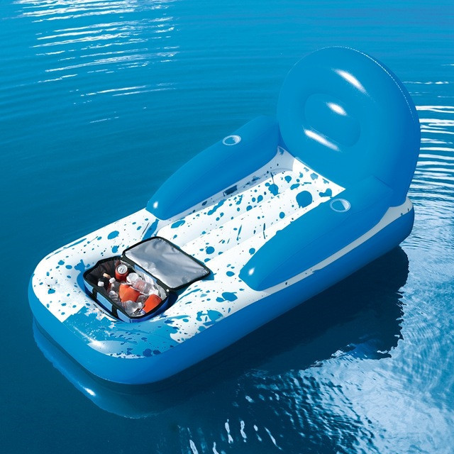 Water Floating Chair Pool Giant Inflatable Recliner Lounge Inflatable Floating chair Pool Blue