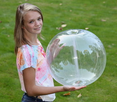 48'' 6 PANEL transparent CLEAR GLOW STICK OR SPRINKLER BEACH BALL W/ CLEAR TUBE