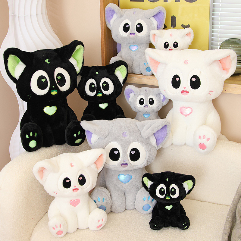 Wholesale Light Black Cat Plush Toy Stuffed Animal Plush Glowing Cat Pillow