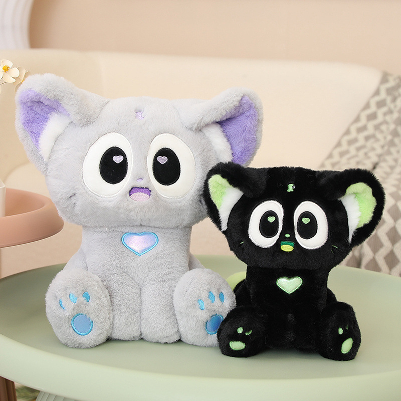 Wholesale Light Black Cat Plush Toy Stuffed Animal Plush Glowing Cat Pillow