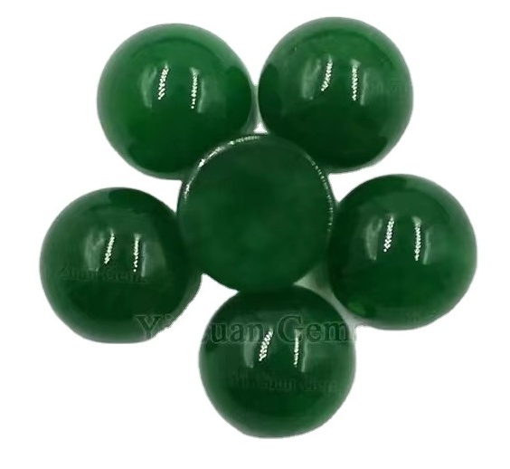 Natural Malay Jade Round Cabochon cut Dark Green Nephrite Jade Beads/gemstone