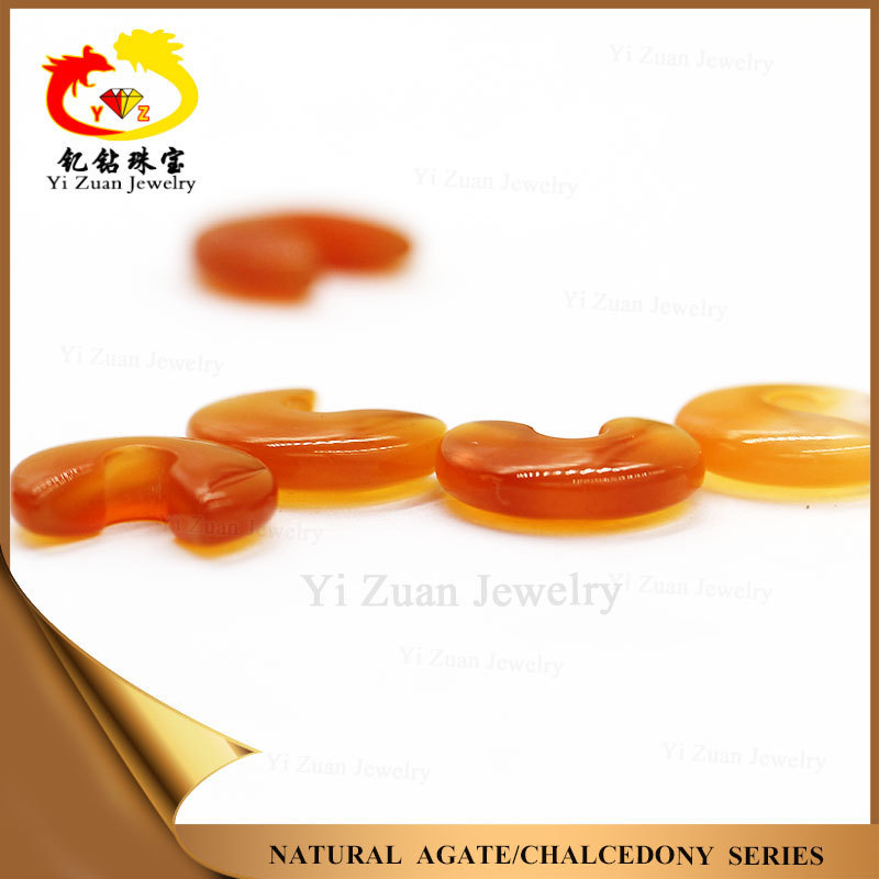 new arrival custom gems polished colorful moon shape onyx natural stone beads orange agate stone