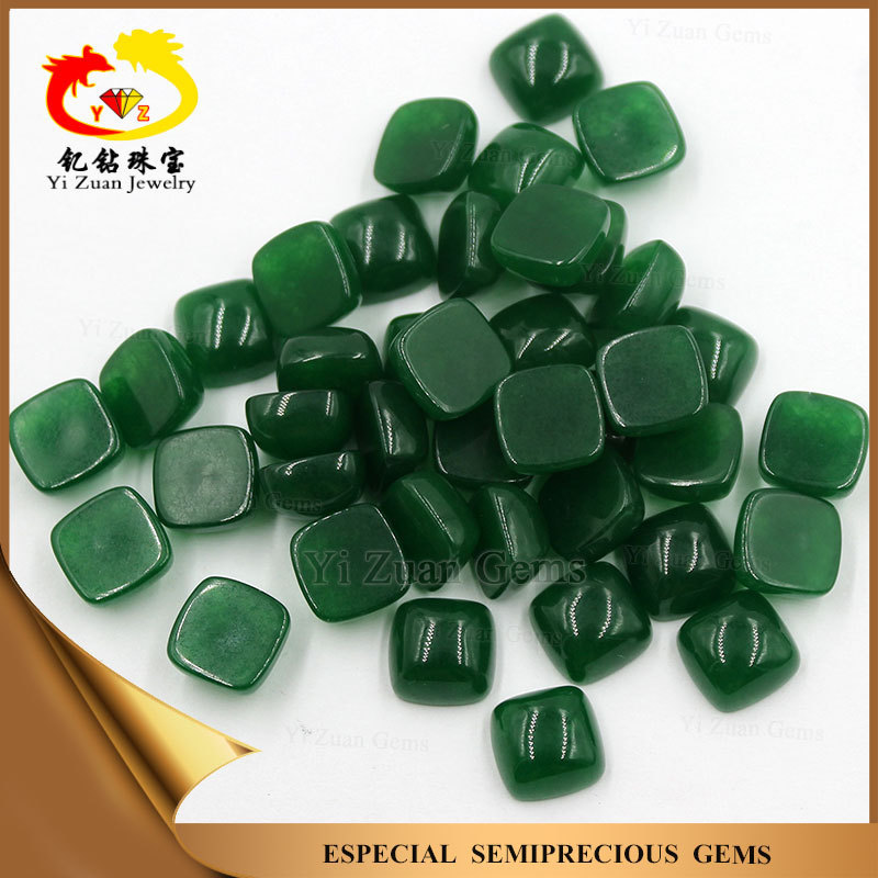 YZ Factory jade stone price dye malay jade direct cut HQ Cushion shape cut natural Dark green jade stone for jewelry making