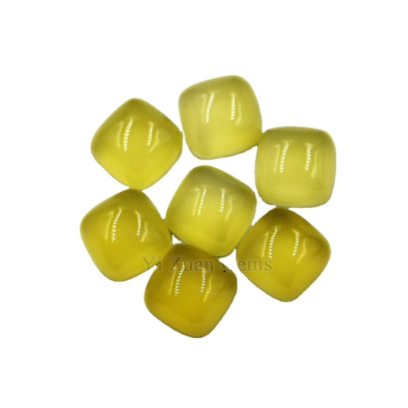 Yizuan cabochon cushion natural chalcedony stone natural yellow dyed agate stone