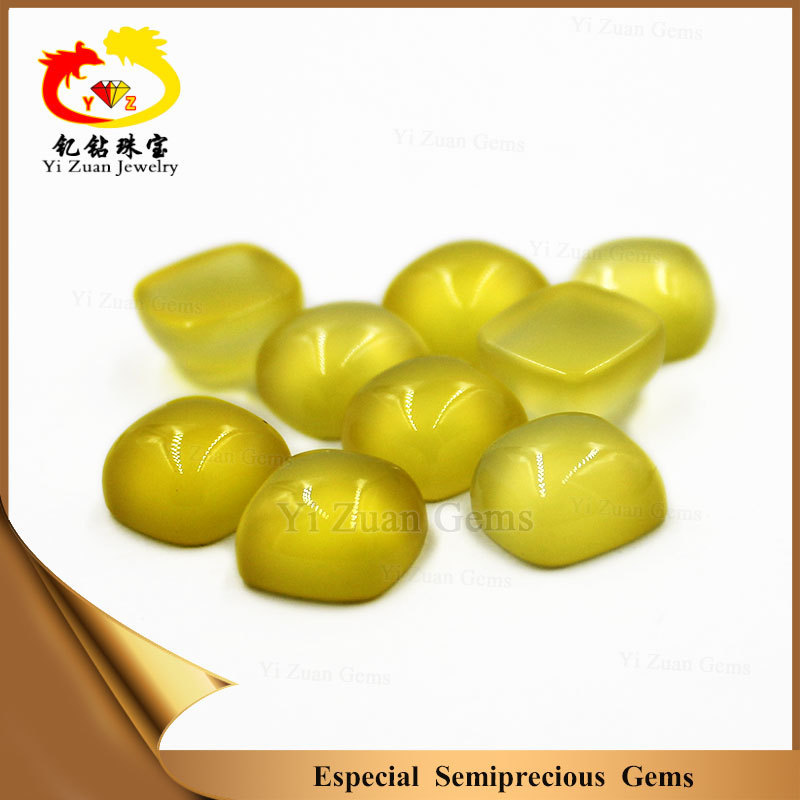 Yizuan cabochon cushion natural chalcedony stone natural yellow dyed agate stone