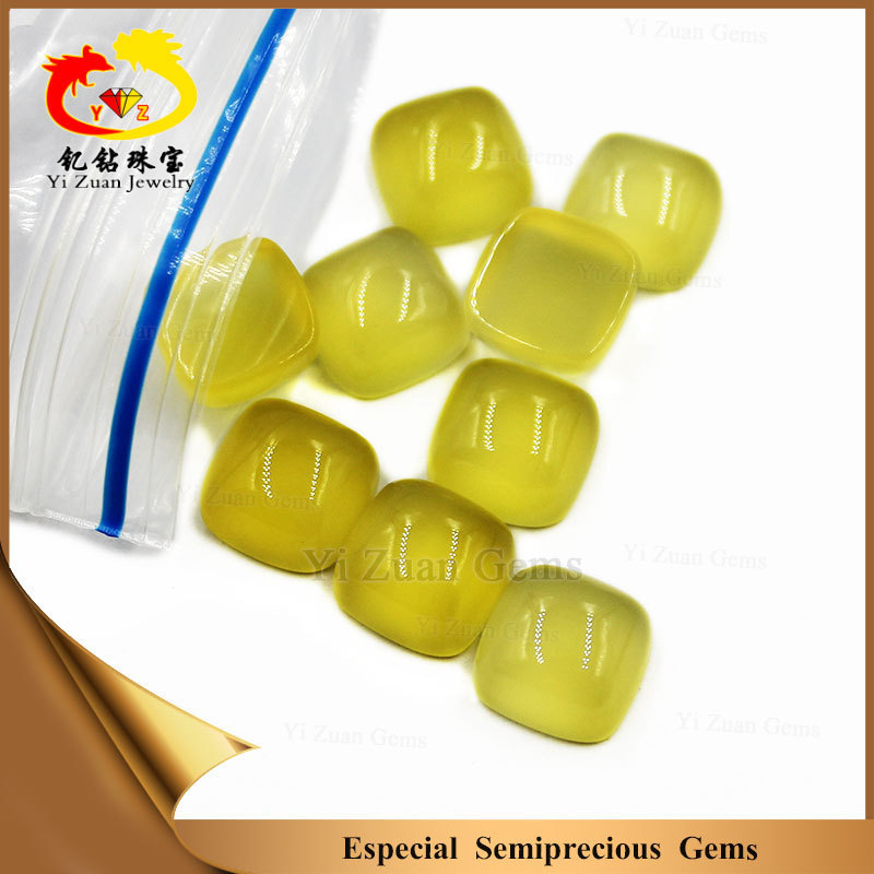 Yizuan cabochon cushion natural chalcedony stone natural yellow dyed agate stone