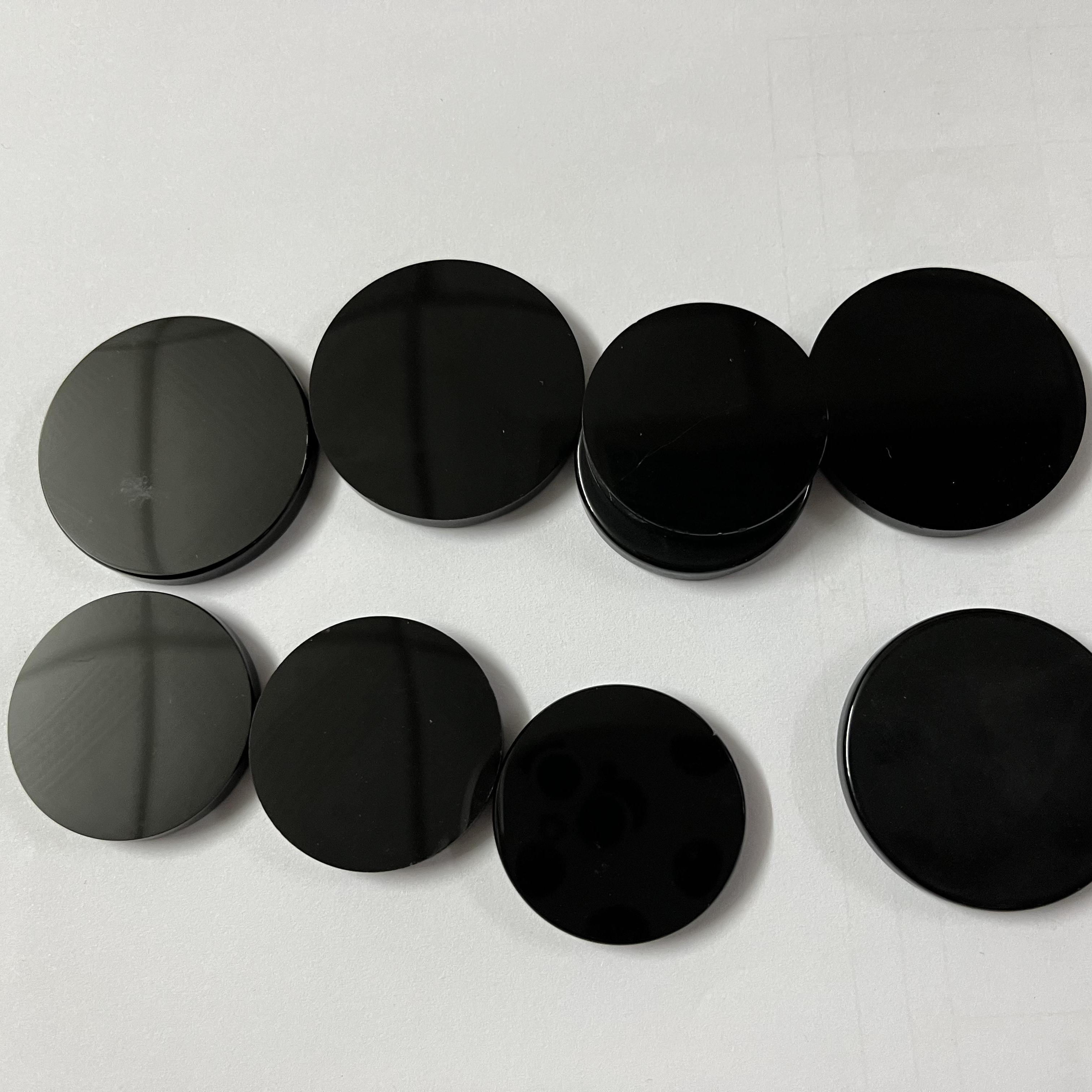 Coin double flat Polished round shape natural black Onyx loose gemstone brazilian agate for jewelry making