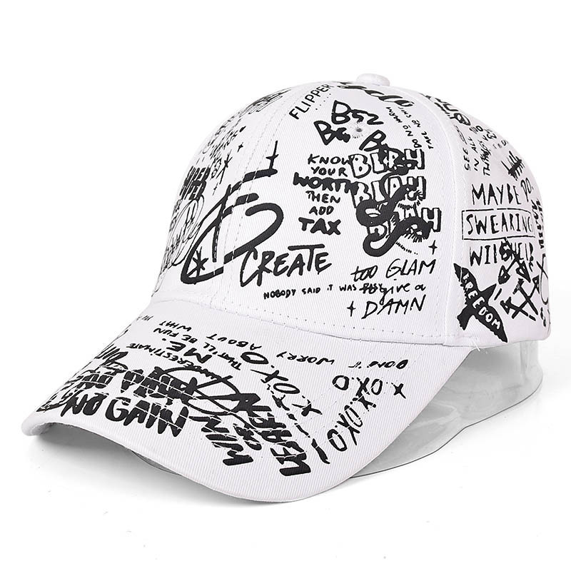 Graffiti printed Adults 100% POLYESTER Sport Baseball Cap 6-panel Bulk Customized Baseball Cap