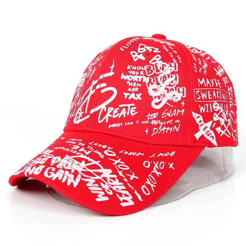 Graffiti printed Adults 100% POLYESTER Sport Baseball Cap 6-panel Bulk Customized Baseball Cap