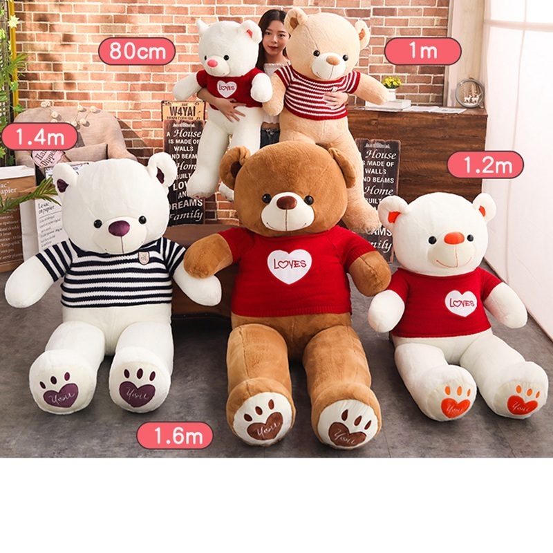 Yangzhou original manufacturer new sunrise custom soft cute plush sweater teddy bear doll toy with customized love heart logo